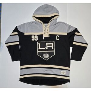 Old Time Hockey LA Kings Wayne Gretzky #99 Lace Up Hoodie Jersey Mens XXL NHL